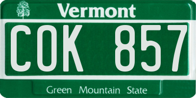 VT license plate COK857