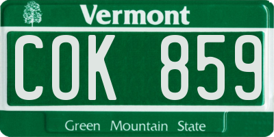 VT license plate COK859