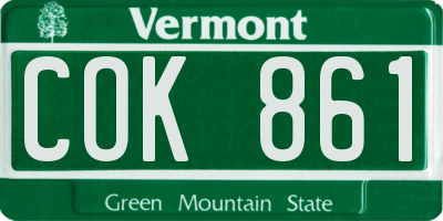 VT license plate COK861