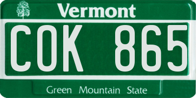 VT license plate COK865