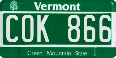 VT license plate COK866