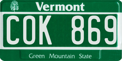 VT license plate COK869