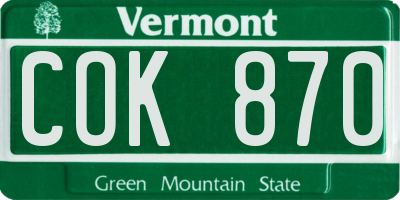 VT license plate COK870