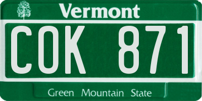 VT license plate COK871
