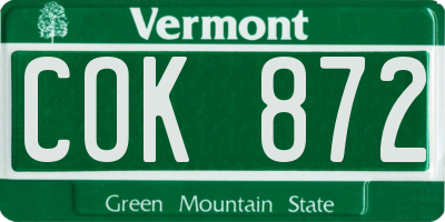 VT license plate COK872