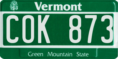 VT license plate COK873