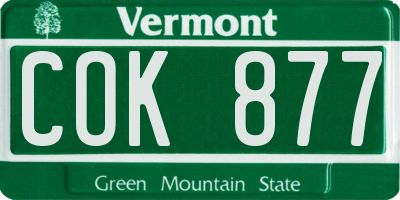 VT license plate COK877