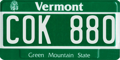 VT license plate COK880