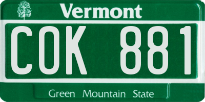 VT license plate COK881