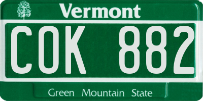 VT license plate COK882