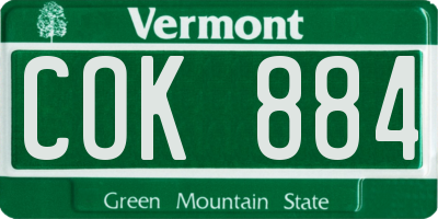 VT license plate COK884