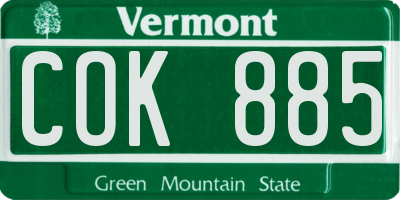 VT license plate COK885