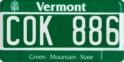 VT license plate COK886