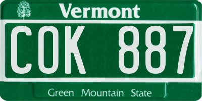 VT license plate COK887