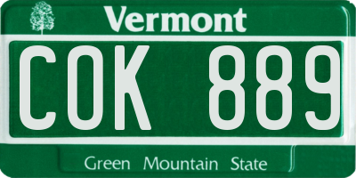 VT license plate COK889