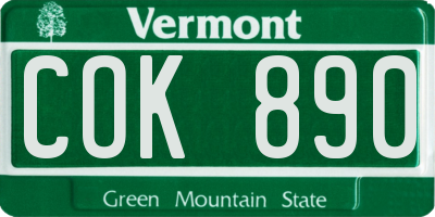 VT license plate COK890