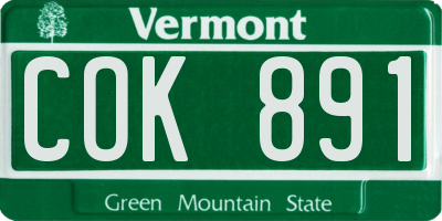 VT license plate COK891