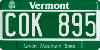 VT license plate COK895