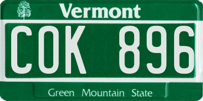 VT license plate COK896