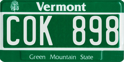 VT license plate COK898