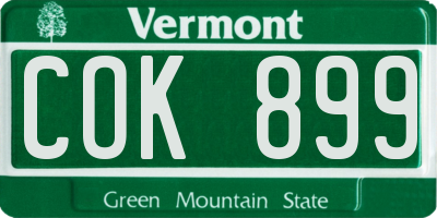 VT license plate COK899
