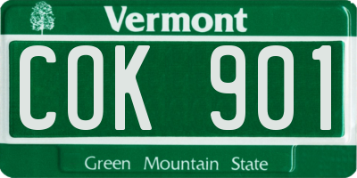 VT license plate COK901