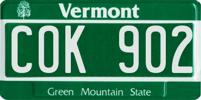 VT license plate COK902