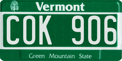 VT license plate COK906