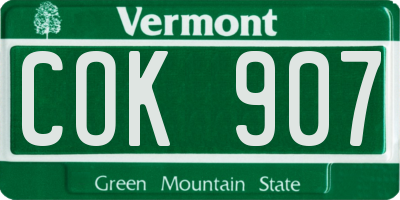 VT license plate COK907