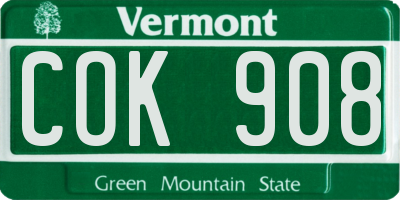 VT license plate COK908