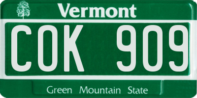 VT license plate COK909