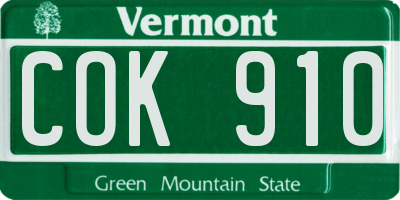 VT license plate COK910