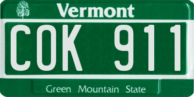 VT license plate COK911