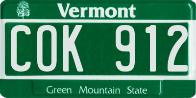VT license plate COK912
