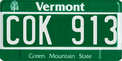 VT license plate COK913