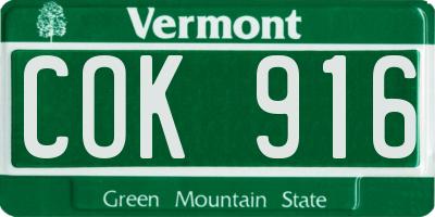 VT license plate COK916