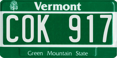 VT license plate COK917