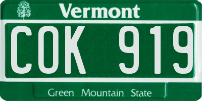 VT license plate COK919