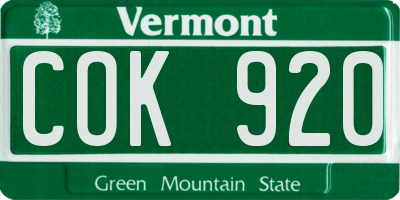 VT license plate COK920