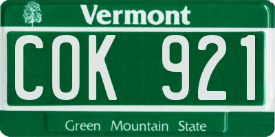 VT license plate COK921