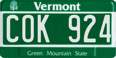 VT license plate COK924