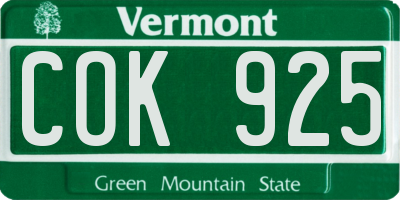 VT license plate COK925