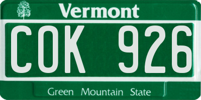 VT license plate COK926