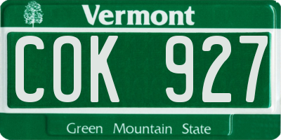 VT license plate COK927