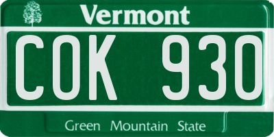 VT license plate COK930