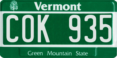 VT license plate COK935