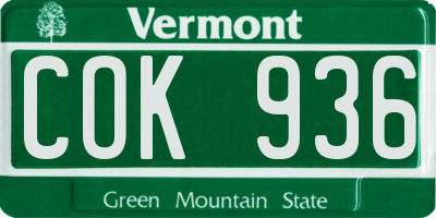 VT license plate COK936
