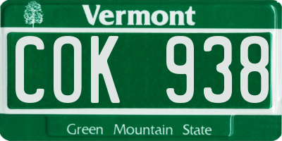 VT license plate COK938