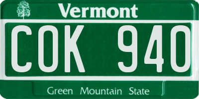 VT license plate COK940
