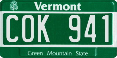 VT license plate COK941